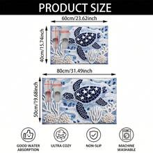 1pc Undersea Turtle Pattern Microfiber Bath Rug,Non-Slip Soft Bathroom Mat,Doormat,Water Absorption Mat,Machine Washable,Low Pile,TPR Backing,Knit Fabric,ForBedroom,Kitchen,Entryway,Indoor & Outdoor Use,Accessories & Home Decor,Perfect New House Gift - A - View 3