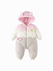 Balabala Newborn Baby Down Jumpsuit Soft Warm Winter Jumpsuit - Red Hue - View 4