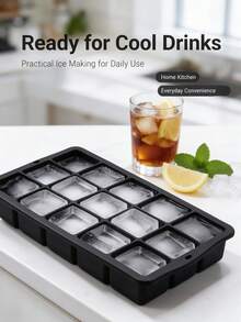 1pc 15-Cavity Square Silicone Ice Cube Tray/Ice Mold, Cold-Resistant And Durable, Soft Bottom For Easy Release. Suitable For Making Ice Cubes/Pudding/Chocolate/Baking/Baby Food. Easy-Release Quick-Freezing Silicone Ice Tray For Home Kitchen, Bar, Club, Camping BBQ, Summer Party, Restaurant And Office-Perfect For Iced Juice/Iced Coffee/Beverage Ice Cubes. Ice Mold, Ice Maker, Kitchen Utensil, Chocolate Mold, Summer-Optional 1pc Small Ice Clip Accessory - Multicolor - View 4