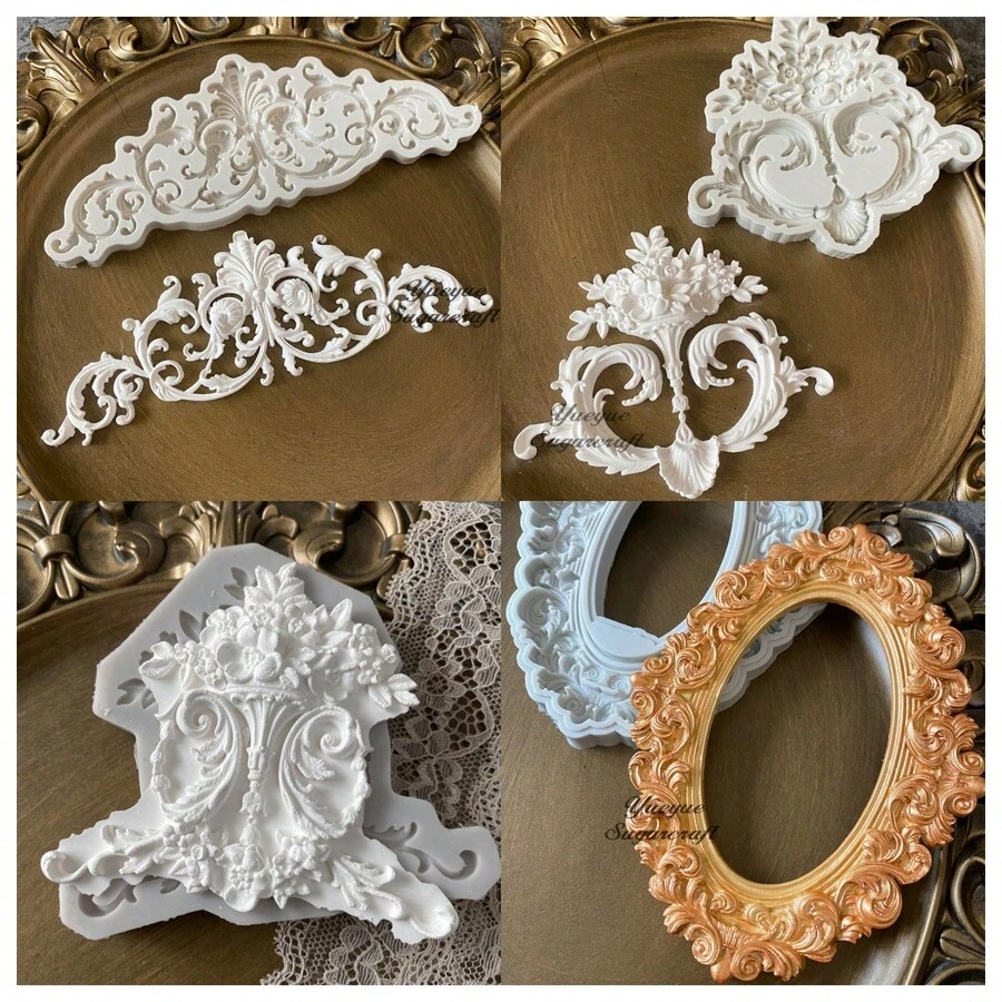 Mirror Frame European Decorative, Embossed, Baroque Style, Wall Decor, Silicone Mold, Decorative Mold, Suitable For DIY, Resin Crafts Pendant - Style - View 1