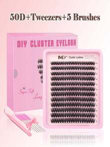 Kit Bulu Mata Gugusan Bulu Mata Tipis Bulu Mata Gugusan Alami Kit Ekstensi Bulu Mata DIY 8-16mm Kit Ekstensi Bulu Mata Gugusan 300pcs Bulu Mata Individual Lengkung D Bulu Mata Gugusan (Dengan Pinset) - Berwarna merah muda - View 16