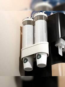 1 Disposable Cup Holder Dispenser, Single/Double Cup Holder, Kitchen Accessory, Dust-Proof Paper Cup Holder That Requires No Drilling, Extra-Large Capacity Side Rack For Storing Water Cups, Suitable For Home Water Dispensers - One Size - View 4