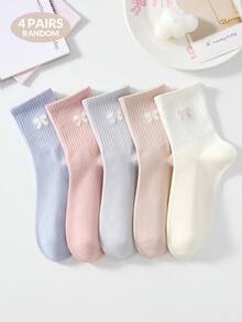 4 Pasang Kaos Kaki Wanita Motif Pita Manis Lucu Warna Polos Panjang Setengah Betis/Panjang/Pendek/Pergelangan Kaki, Kaos Kaki Putih, Kaos Kaki Minimalis, Kaos Kaki Pelajar, Kaos Kaki Kasual Nyaman Kreatif Serbaguna untuk Sehari-hari, Warna Acak, Cocok untuk Kehidupan Sehari-hari, Semua Musim Semi Musim Panas Musim Gugur Musim Dingin - MultiWarna - View 13