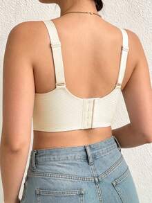 Plus Size Wireless Full Coverage Comfortable Seamless Bra - White - View 5