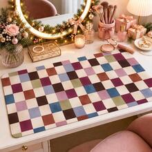 1pc Retro Multi Color Checkerboard Desk Mat, Multi-Purpose Makeup Nail Art Table Pad, Large Non Slip Desktop Protector S/M/L/XL - View 10