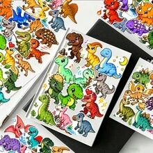 50Pcs Pixel Style Cute Dinosaur Stickers, Colorful Cartoon Dino Decals, Waterproof Stickers For Journal, Laptop, Water Bottle, Scrapbook, Aesthetic Craft Decor - Multicolor - View 4