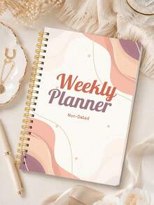 1pc A5 Non-Dated Weekly Planner, Abstract Boho Spiral Organizer With Weekly Goals, To-Do List & Habit Tracker, Office Desk Accessories, Christmas Gifts, Bible Study Materials - A5 - View 9