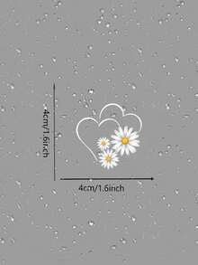 Heart Daisy Car Rearview Mirror Sticker, Creative Personalized Car Interior Decor Decal, Cute Fresh Car Window Glass Sticker - A - View 5
