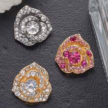 5pcs Multi Tone Rose Rhinestone Sew-On Buttons, Luxury Floral Crystal Hand Sew Buttons For Jacket, Formal Dress DIY Accessories - Multicolor - View 7