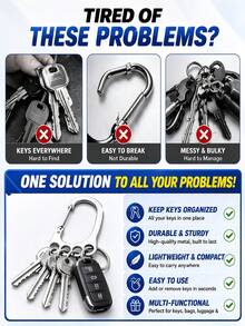 New Large Capacity Stainless Steel Keychain - Anti-Theft Key Ring Pendant - Suitable For Car Keys, Wall-Mounted Key Holder, Pet Leash Clip - Portable Multi-Function Keychain - Creative Key Storage Clip - Fashion Design - Halloween And Christmas Gift - Multicolor - View 7