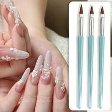 3pcs Nail Art Brush Set, Suitable For Nail Painting, Coating, Outlining Your Perfect Nail Style - Baby Blue - View 3