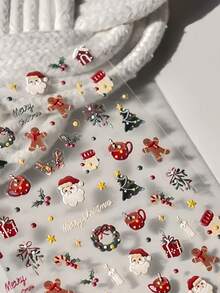 1 Retro Self-Adhesive Gilded Christmas Nail Art Luxury Sticker, Cute Korean Gentle Girl Christmas Nail Charm Sticker, Nail Art Decoration Sticker - Multicolor - View 4