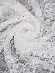 1pc Peony Jacquard Lace Fabric, 3D Peony Mesh Lace, Cheongsam Dress Hanfu Handmade DIY Fabric - White - View 5