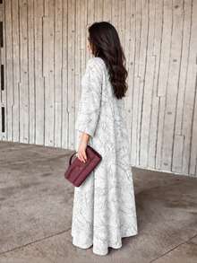 Hafizah Modest Textured Jacquard Long Sleeve Jacket For Women, Summer Spring White Fall - White - View 5