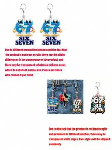 2D Flat Fun "67" Number Keychain - SIX SEVEN 67 Robot Keychain,Bag & Wallet Accessory, Daily Outfit Decoration, Perfect Birthday Gift Choice. Suitable For Mother, Father, Graduate And Teacher Birthday Gifts. - Multicolor - View 10