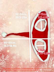 Horse Riding Christmas Decoration Hat, Soft Fleece Fabric With Classic White Trim And Pom Pom Design, Hollow Structure Does Not Affect Horse Movement, Secure And Anti-Slip Fit, Suitable For Christmas Parties, Outdoor Riding And Holiday Photos - Multicolor - View 7