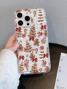 1pc Fashion Creative Personalized Christmas Gingerbread Man Candy Cane Bow Snowflake Polka Dot Pattern Perforated Air Cushion Anti-Drop Phone Case Protective Cover Compatible With Samsung/Apple 18pro/18pm/17/16/15/14/13/12/11Pro Max/12Pro/14Plus And Other Models - Multicolor - View 6