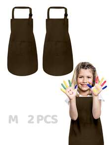 2pcs Adjustable Kids Painting Aprons, Durable Children's Art Aprons With Pockets, Suitable For Boys And Girls, For Kitchen, Lab Activities, Painting And Baking Crafts - 2-pack - View 38