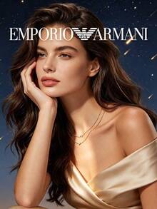 Armani Women's Double Layer Necklace, Rose Gold Chain, Rhinestone Crescent Moon & Octagon Star Pendant, Sky Element, Delicate & Elegant, Mysterious Night Gift - Rose Gold - View 5