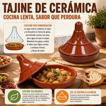 Ceramic Tajine 25 Cm For Slow Cooking, Clay Pot With Conical Lid For Gas Stove And Direct Fire, Traditional Cookware For Meat And Vegetables - View 1