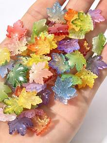 30/100pcs Maple Leaf Shaped Glass Decorative Beads, Hairpin DIY And Jewelry Accessory Materials, Simulation Maple Leaf, Glazed Maple Leaf, Autumn Decoration, Thanksgiving Decoration, DIY Handmade Materials - Maple Leaf Beads - View 8