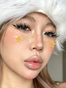 1pc Autumn New Floral Branch Face Sticker, Suitable For Creating Minimalist And Relaxed Autumn Makeup Look, Applicable For Concerts And Electronic Music Festivals, DIY Face Sticker Store Professional Self-Adhesive Supplies - Multicolor - View 3