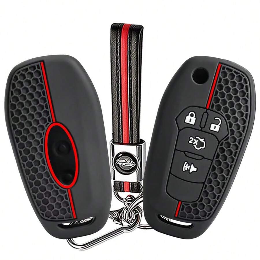 Silicone Car Remote Control Keyless Entry Fob Case Cover Key Holder For Ford Fusion Ka GM 2020 2014 2015 2016 2018 - black - View 1