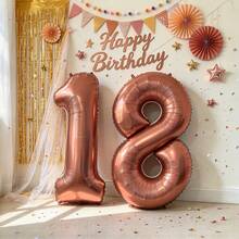 40-Inch Foil Number Balloon, Birthday Anniversary Party Decoration Balloon, Aluminum Film Balloon For Birthday Party Decorations, - Brown - View 2