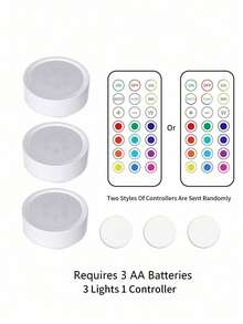 1 Pack/3 Packs Remote Control Cabinet Light Night Light, Magnetic Installation Spotlight, Adjustable Brightness And Color Temperature, RGB Lighting Effect - Warm/White/Neutral+9 RGB Color - View 5