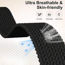 1 Pack Braided Nylon Bands Compatible With Versa 4/ Versa 3/Sense 2/Sense 1,Soft Stretchy Elastic Nylon Sport Loop Strap For Women Men - For  Versa 3/ Versa 4 - View 3
