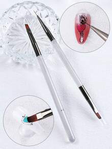 SWEET TREND 4-Piece Nail Tool Set, Equipped With Nail Painting, Wire Drawing, Carving, Adhesive Design Nail Brushes, And A Four Grid Color Storage Tray, Suitable For Nail DIY Salon Design And Daily Nail Care Tool Set - Multicolor - View 6