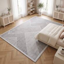 Washable Modern Minimalist Patterned Area Rug – Scandinavian Geometric Design, Contemporary Washable Carpet For Living Room, Bedroom & Home Decor - Black and White - View 3