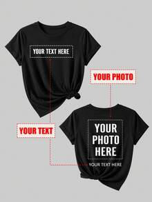 Two-Sided Custom Photo Tee, Birthday Gift,Y2K 90s Retro Rap Shirt, Personalized Crop Top, Add Photo & Text, Festival Fan Apparel, OOTD - Black - View 3