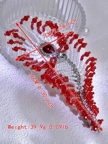 1Pc Exquisite Crystal Beaded Hair Clip Fashion Women's Hair Accessory Bridal Headpiece Suitable For Daily Wear Party Gathering Travel - Red - View 6