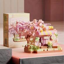 1pc Mini Street View Flower Shop Building Blocks Set, Pastel Macaron Color DIY Assembly Model With Floral Details, Desktop Ornament Collectible Display Piece, Home Decor Creative Gift For Building Enthusiasts Teens And Adults - Multicolor - View 7