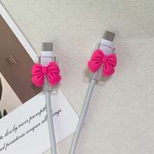 2pcs Bowknot Data Cable Anti-Breakage Protective Sleeve, Bowknot Design [US 18W/20W Charger Protective Sleeve] Compatible With IPhone 13/14/15/16 Pro Max/Plus - Bow - View 16