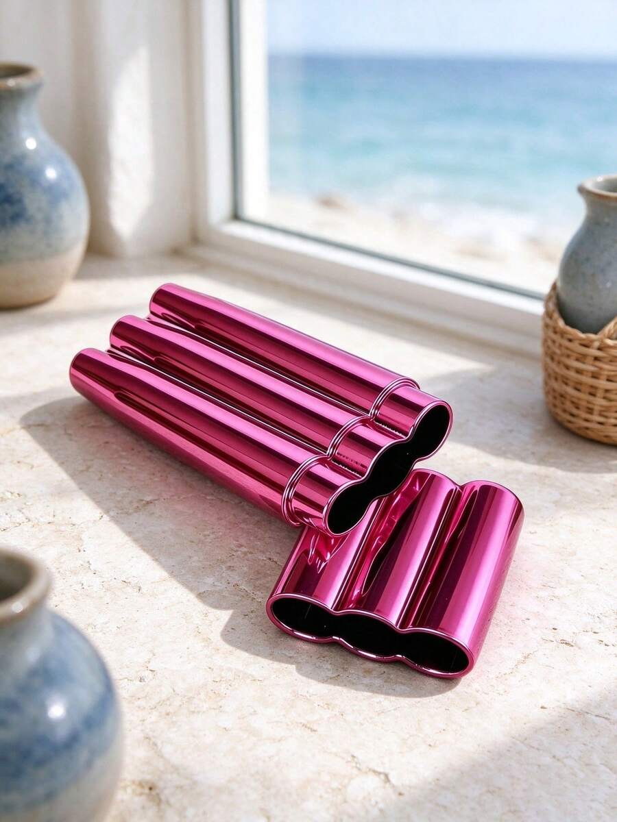 1PC, Pink Mirror Electroplated 3-In-1 Storage Tube, 2-Section Detachable 3-Compartment Independent Moisture-Proof Sealed Portable Dispenser Tube, Smoking Accessories