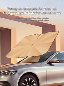 Car Windshield Sun Shade Umbrella, Foldable Front Window Sunshade, Multi-Layer Heat Insulation UV Block Car Sun Visor, Protect Car Interior From Sun Damage, Fits Sedan SUV Truck With Storage Bag - A - View 2