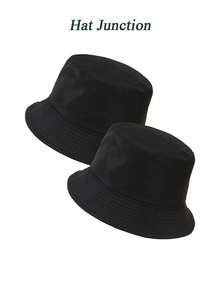 2pcs Unisex Bucket Hat, Beach Sun Hat, Fashion Fishing Hat, Suitable For Men, Women And Teenagers, Sun Protection Foldable Summer Travel Beach Sun Hat, Reversible - A - View 10