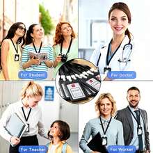 25pcs Black ID Card Holder Lanyard Set, Hard Shell Name Badge Card Holder Bulk Pack, Waterproof Plastic Card Holder And Lanyard, Suitable For Office, School And Conference Occasions - Multicolor - View 3
