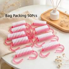 100/50/20/2 buah Sikat Pembersih Kuku Gagang Plastik Warna-warni, Sikat Kuku Kecil Berbentuk Tanduk dengan Pegangan Mudah, Cocok untuk Membersihkan Kuku Kaki dan Tangan, Unisex - Berwarna merah muda - View 8