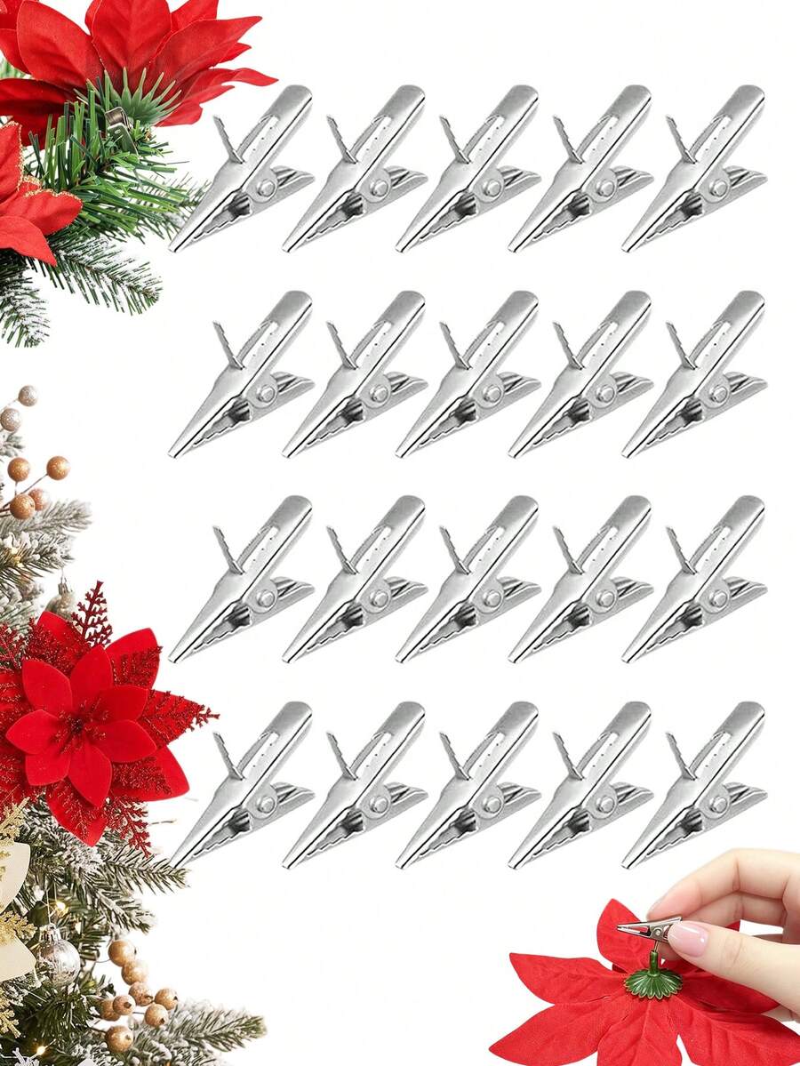 20pcs Metal Alligator Hair Clips, Durable Decorative Clips For Christmas Trees, Wreaths, Holiday Decorations, Party And DIY Hair Accessories - Multicolor - View 1