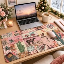 1pc Pink Green Pastel Patchwork Floral Desk Mat, Multi-Purpose Makeup Nail Art Table Pad, Large Non Slip Desktop Protector S/M/L/XL - View 12