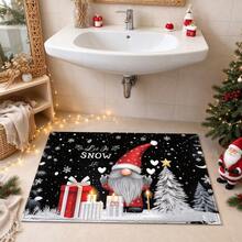 1pc Kitchen Floor Mat, Soft Faux Cashmere Material, Christmas Snowy Night Pattern Non-Slip Floor Mat, Suitable For Kitchen, Bathroom, Doorway, Bedroom Entrance, Holiday Atmosphere Decorative Mat, Multi-Scene Use Non-Slip Floor Mat, Room Decoration, Holiday Gift - Multicolor - View 5