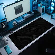 1pc Black Marble Design Rubber Mouse Pad, Extra-Large Gaming And Office Desk Mat, Smooth Surface For Control, Sturdy Keyboard Pad, Perfect Gift For Coders And Students - View 1