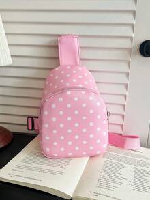 Kids Cute Polka Dot Chest Bag, Unisex Casual Mini Crossbody Bag, Lightweight Shoulder Bag For Travel - A - View 6