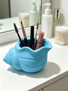 Creative Seashell Shaped Makeup Brush Holder, Smooth Shell Texture One-Piece Molded, Rounded Opening For Easy Access, Stores Eyebrow Pencils And Lipsticks, Combines Storage Function And Decorative Beauty - Multicolor - View 3