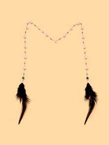 1pc Vintage Bohemian Pearl Face Chain With Black Feather Tassel, Facial Chain Accessory For Evening Party Cosplay Exotic Style - Rhinestones - View 8
