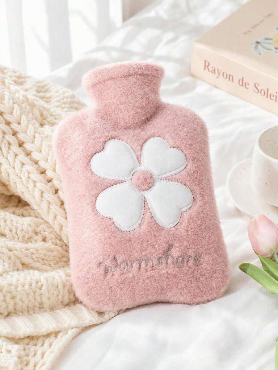 Haus Hana 1個 1000ml PVC熱水袋,四葉草圖案注水保暖袋,注水手暖袋,女生經期腹部保暖用,家用可拆卸防爆熱水袋 - 彩色 - 查看 1
