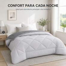 Edredón Reversible de Dos Caras, Colcha Acolchada Suave para Cama, Diseño Liso y Versátil, Ropa de Cama para Dormitorio, 180x240/220x240/240x260 cm - GRIS CLARO-OS - Ver 2